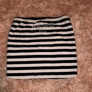 Black and white striped tube top